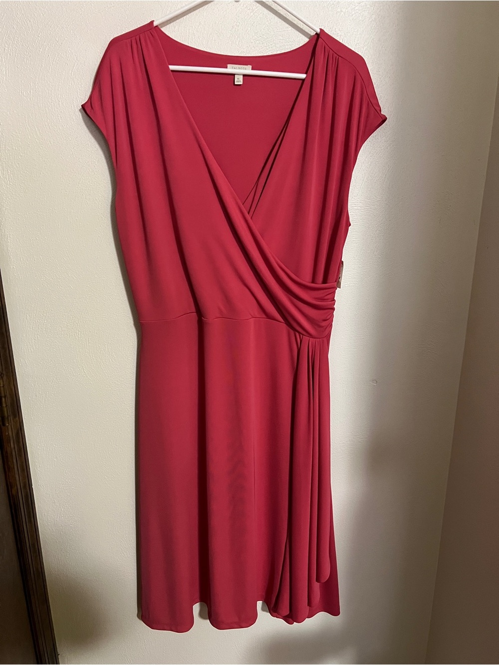 TALBOTS Classic Cap Sleeve Faux Wrap Dress Business Casual Pink Women's Sz‎ XL